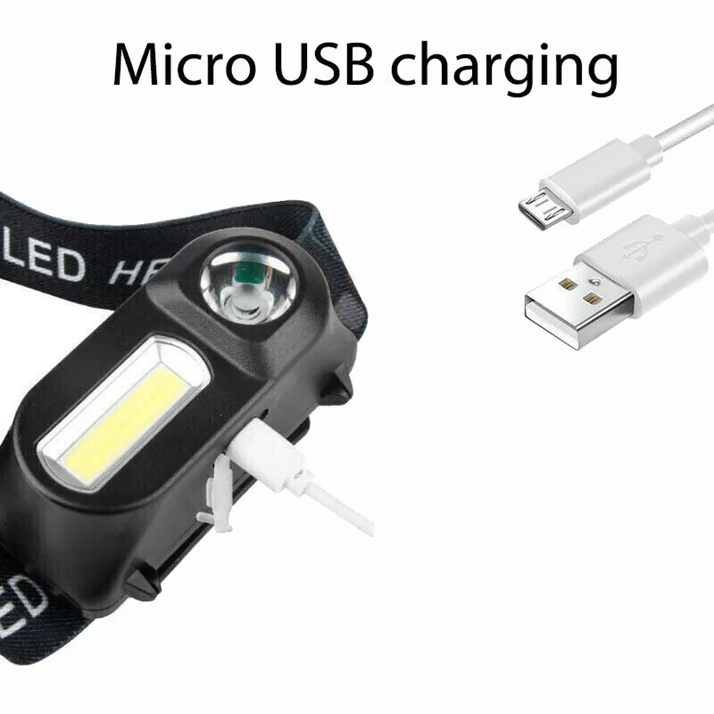 USB Перезаряжаемый 6 режимов COB светодиодный налобный светильник головной светильник фонарь вспышка светильник# D