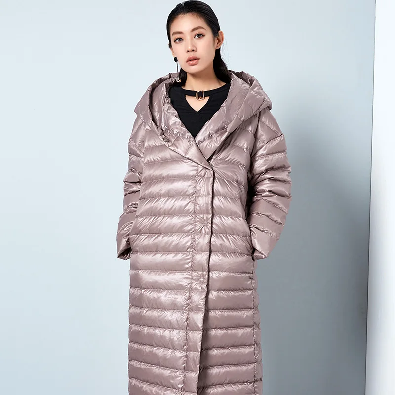 Camel Original Design Women puffer coat Brief Casual Loose Warm Hooded Black/Camel Long White Duck Down Jacket casaco giacca donna - Color: Camel
