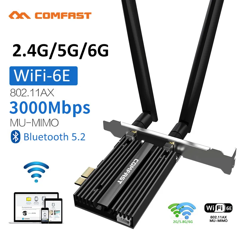 3000 Мбит/с трехдиапазонный беспроводной настольный PCIe для Intel AX210 Pro карты 802.11ax 2,4/5/6 ГГц Bluetooth 5,2 PCI Express WiFi 6E адаптер 3000 мбит с wifi 6e intel ax210 для bluetooth 5 3 трехдиапазонный 2 4g 5g 6 ггц wifi 802 11ax pci express беспроводная сетевая карта для настольного пк