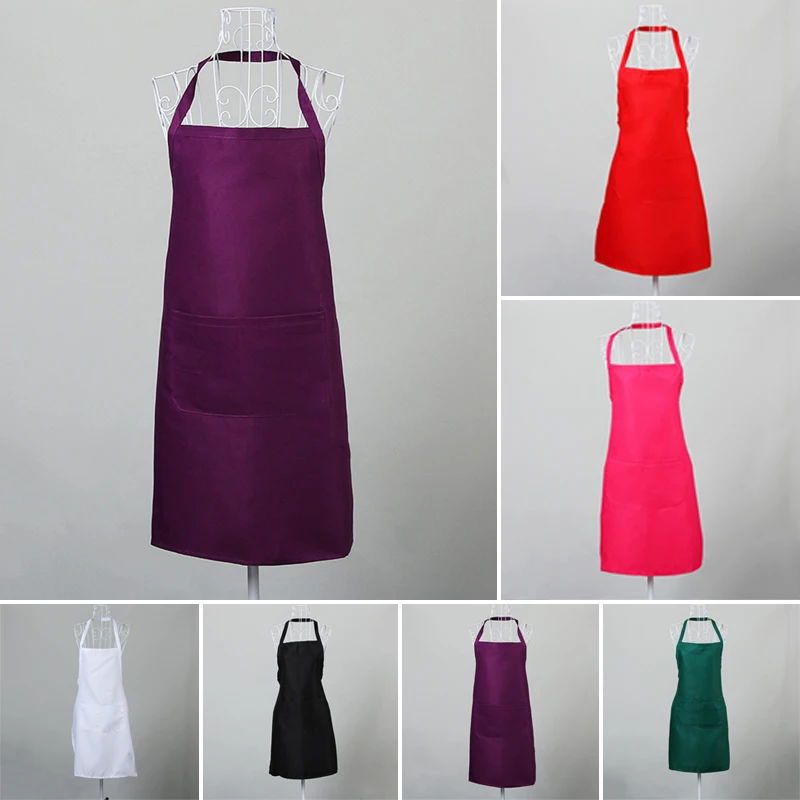 Adjustable Apron For Chefs Waiter Polyester Dual Pockets Kitchen Pinafore Unisex