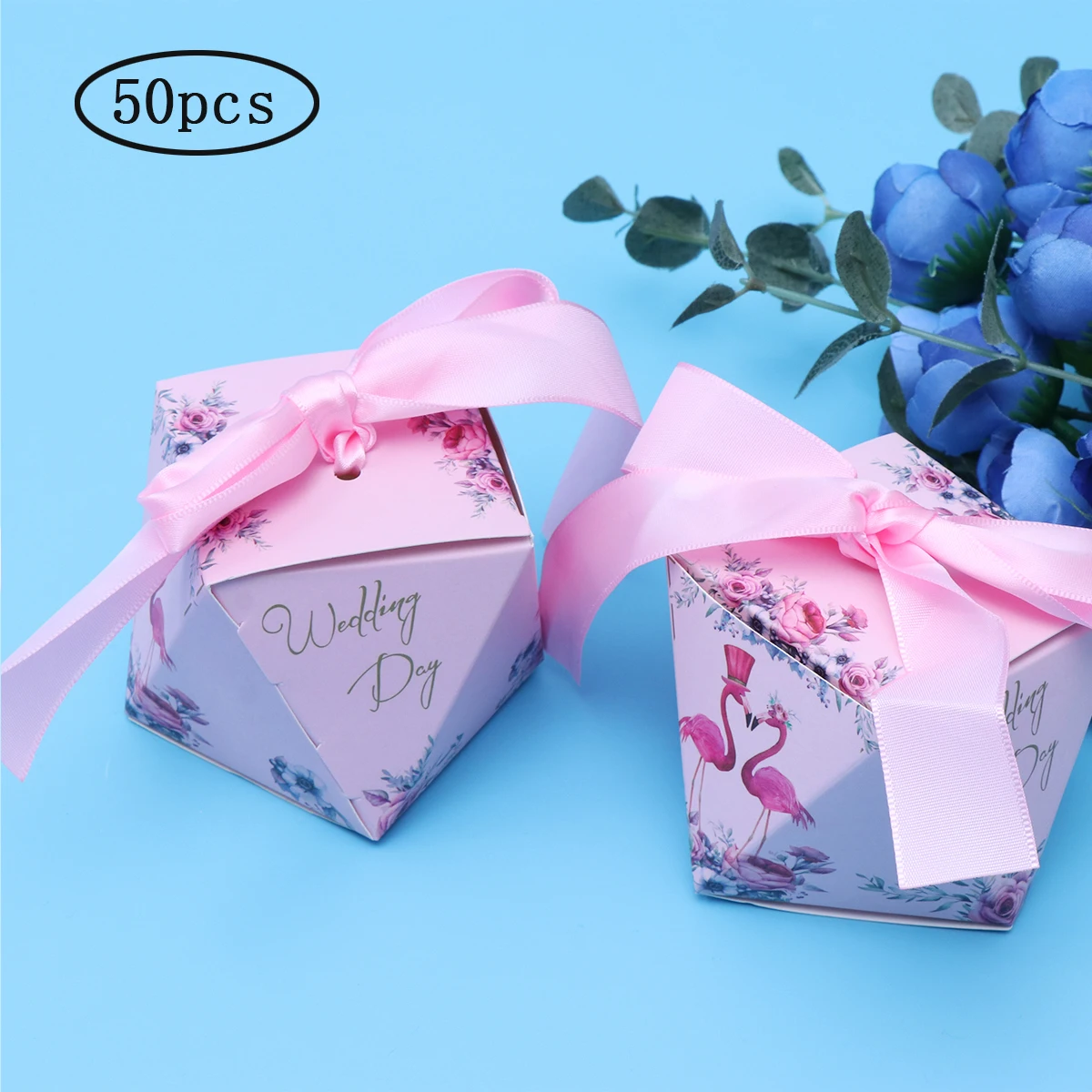 

Candy Box Wedding Gift 50pcs Diamond Shaped Candy Boxes Flamingo Candy Holders Chocolate Gift Treat Boxes Wedding Party Favors
