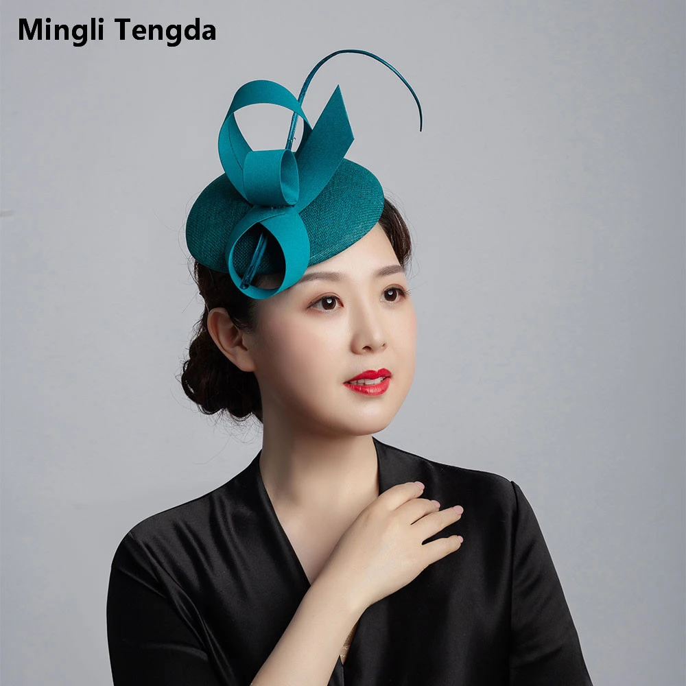 Шляпа Mingli Tengda из пеньковой синей и зеленой пряжи свадебные аксессуары Элегантная