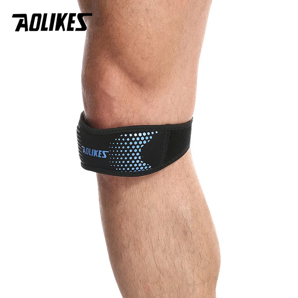 AOLIKES 1 пара Регулируемый наколенник защитный ремень защита опорный коврик поясной спортивный наколенник черный Keenpads открытый - Цвет: Blue
