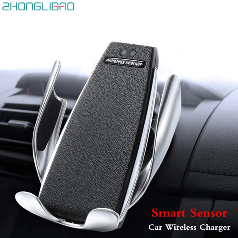

10w Qi Fast Wireless Car Charger Mount for Samsung S10 S9 Note 10 Plus Smart Sensor Automatic Clamping Wireless Charging Xs Max