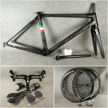 

3K Matte-Glossy Black Colnago C60 carbon road frame+Handlebar+Saddle+Bottle cages+50mm carbon wheelset with Novatec A271 hubs