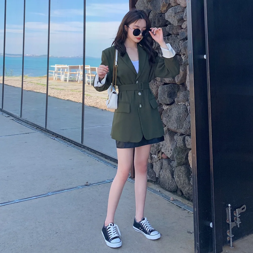 

Photo Shoot Fashionable Online Celebrity CHIC Suit 2019 Autumn New Style WOMEN'S Dress Retro Young-Style Waist Hugging Small Sui