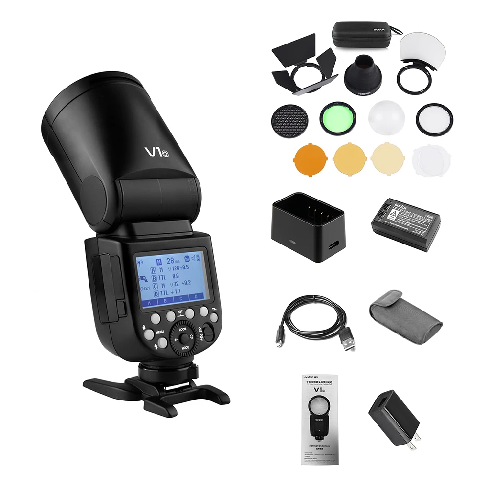 Godox V1O вспышка камеры Speedlite с AK-R1 карманный фонарик беспроводной 2,4 г для Olympus камеры s для свадебной студийной фотографии