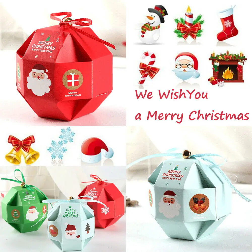 10PCS Christmas Tree Bell Party Paper Favour Gift Sweets Carrier Bags Boxes Christmas gift