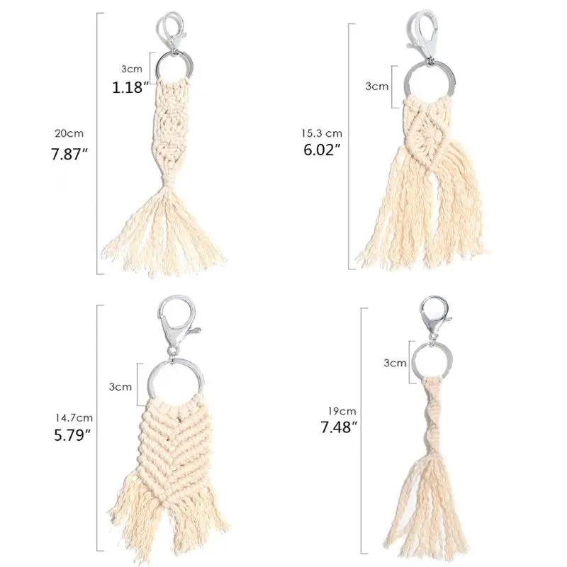 Tassel Keychain for Women Boho key Holder Keyring Macrame Bag Charm Jewelry Gift