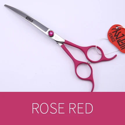 rose red Fenice профессиональные 6,5 дюймовые изогнутые ножницы для домашних животных, ножницы для стрижки собак, ножницы для стрижки makas tijeras - Цвет: rose red