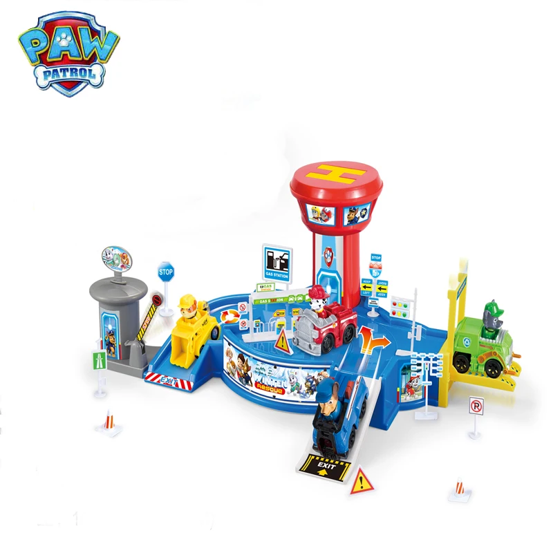 Paw Patrol спасательная база парковка фигурки Juguetes сборка слайд лестницы Аниме Фигурки игрушки для детей модель подарок