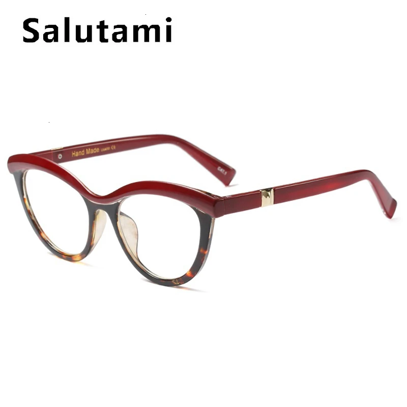 Оправа для очков, красная леопардовая оправа для женщин, роскошные брендовые круглые прозрачные очки кошачий глаз, женские элегантные прозрачные оттенки
