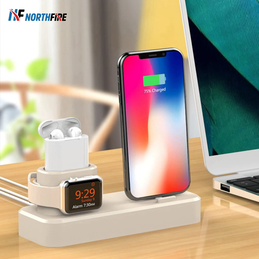 

3 In 1 Fast Charging Qi Wireless Charger for Apple watch 2 3 4 Airpods For iPhone XS Max XR X 8 Plus Samsung S9 S8 Note 9 Dock