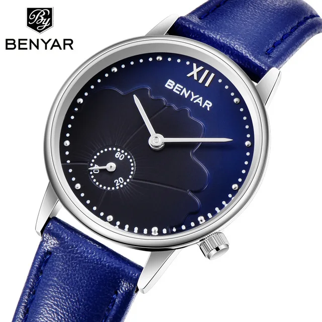 Новые модные повседневные BENYAR женские часы Роскошные Кварцевые часы женские золотые наручные часы женские часы Relogio Feminino+ коробка - Цвет: blue
