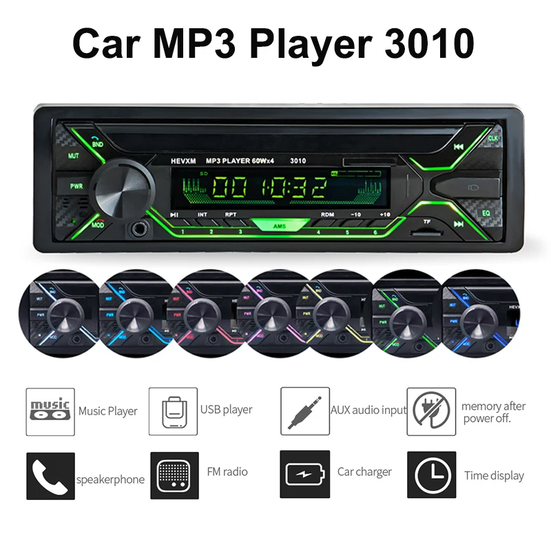 Автомагнитола стерео плеер 3010 Авторадио Aux вход приемник 1din Bluetooth радио MP3