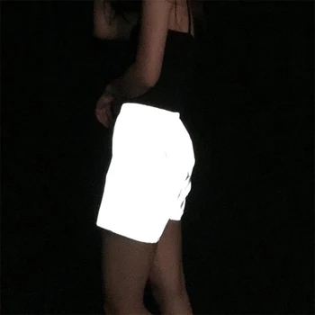 

WOMEN'S Cool Reflective Street Snap Casual Short Reflective Jogger Hip Hop Short Pants Women Casual Solid Streetwear Trouser