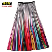CR женские модные юбки, весенние плиссированные вечерние юбки миди с высокой талией, женские эластичные юбки макси