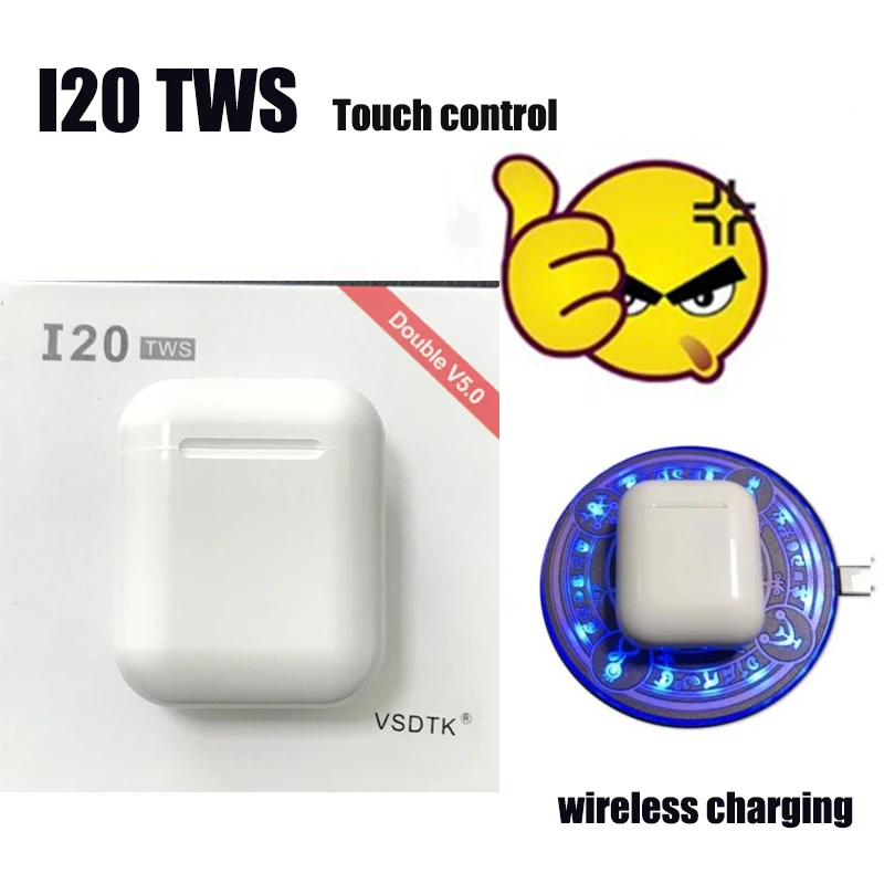 Original i20 TWS Wireless Bluetooth 5.0 Earphone Sports Sweatproof Headphone Touch Portable Earbuds not i10 i90 tws i30 i60 i80