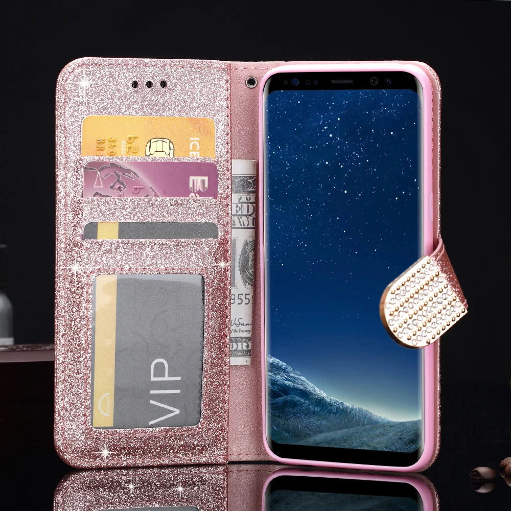 L-FADNUT Bling Glitter Flip Leather Wallet Case For Samsung S20 Ultra S9 Plus S8 A3 2017 A5 A8 2018 S7 edge Magnetic Cover Coque L-FADNUT Bling Glitter Flip Leather Wallet Case For Samsung S20 Ultra S9 Plus S8 A3 2017 A5 A8 2018 S7 edge Magnetic Cover Coque