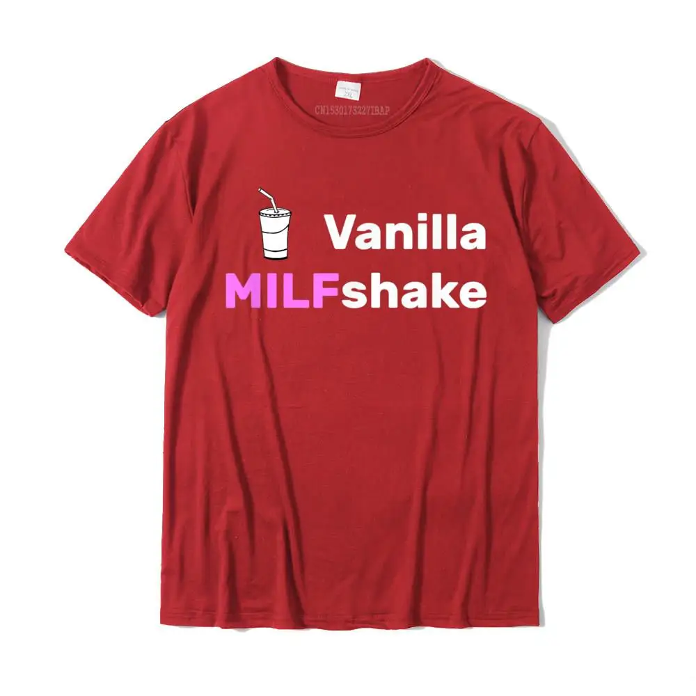 PrintedFunny Short Sleeve Tops Shirts Autumn Prevalent Round Collar Cotton Tees Men T-shirts Simple Style  Drop Shipping Vanilla MILFshake - Funny Hot Mom Milf T-Shirt__MZ16288 red