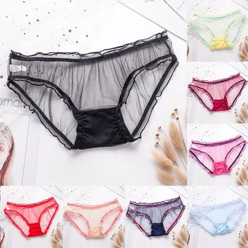 

2020 Sexy Lace Solid Underwear Women Female Personality Multicolor Transparent Mesh Sexy Lace Lingerie Mujer Ladies Panties #C12