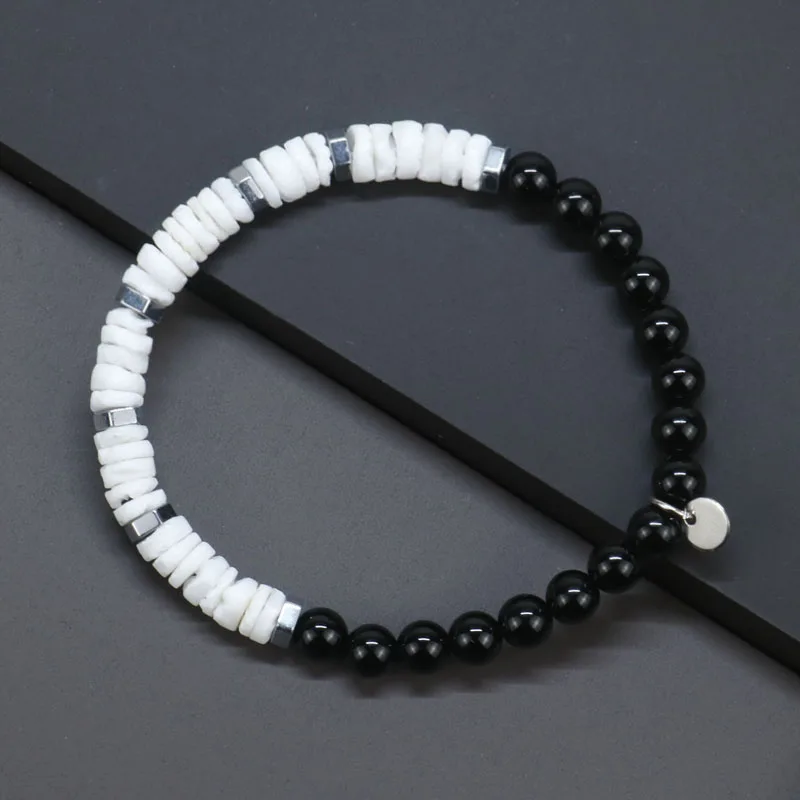 2020 6mm Unique Not Polished Natural Fluorite Stone Bead Bracelet Men Ocean Shell Gift For Him Pulseira Masculina DX-23 | Украшения и