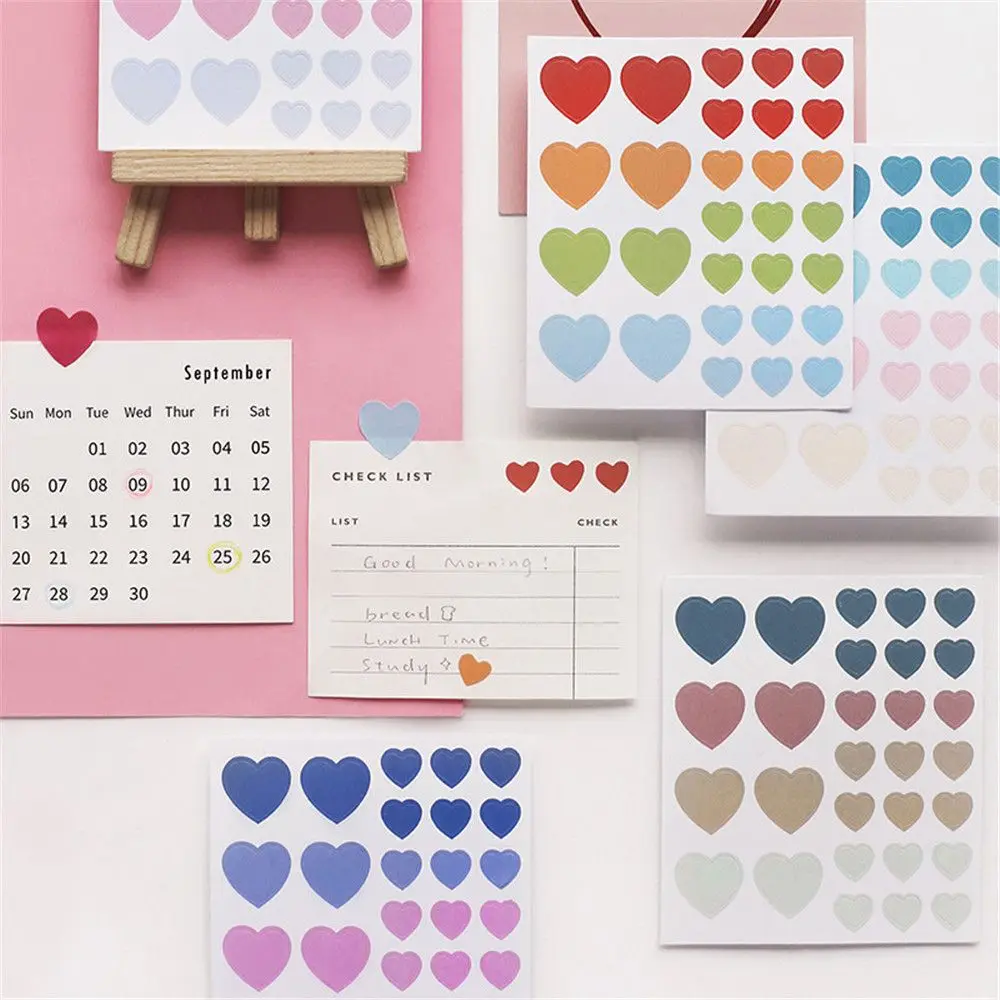 3 Sheets Love Heart Stickers Bullet Journal Stickers Kawaii Stationery DIY Diary Scrapbooking Sticker Cute Washi Stickers