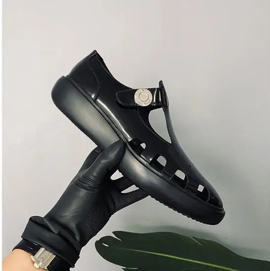 

High top summer men shoes black increase platform shoes fashion shoes for men buckle casual men sandals