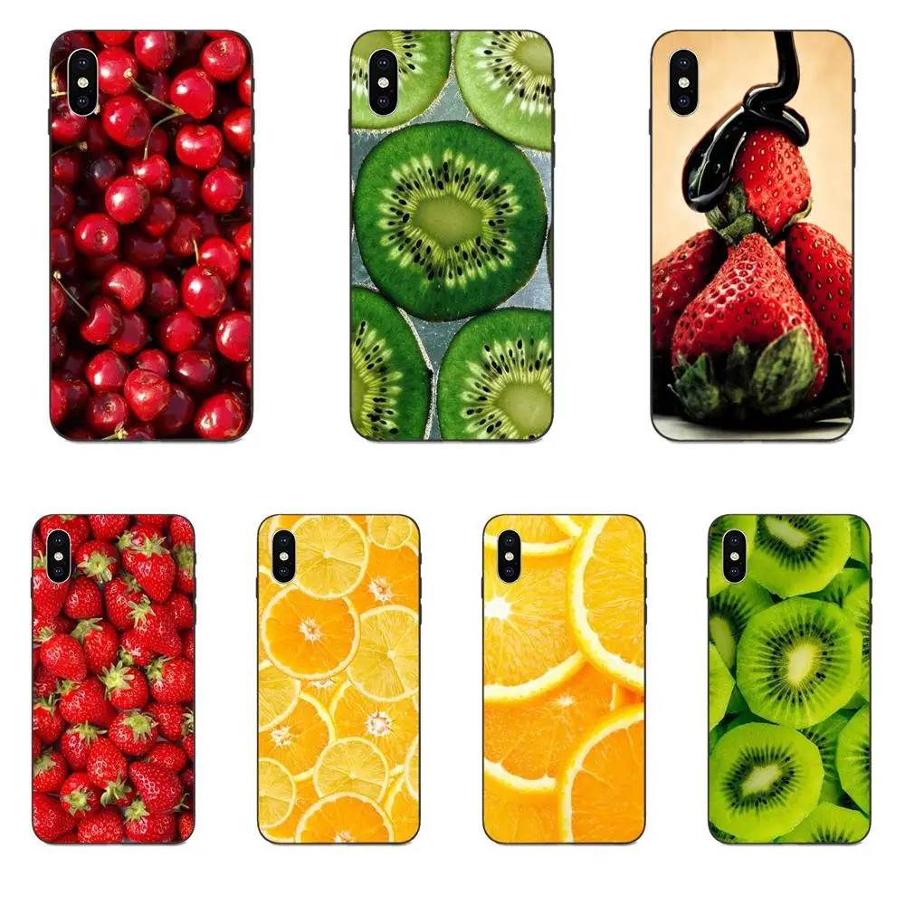 Мягкий с рисунком из ТПУ милая Клубника личи вишня киви Фрукты для Apple iPhone X XS Max XR 4