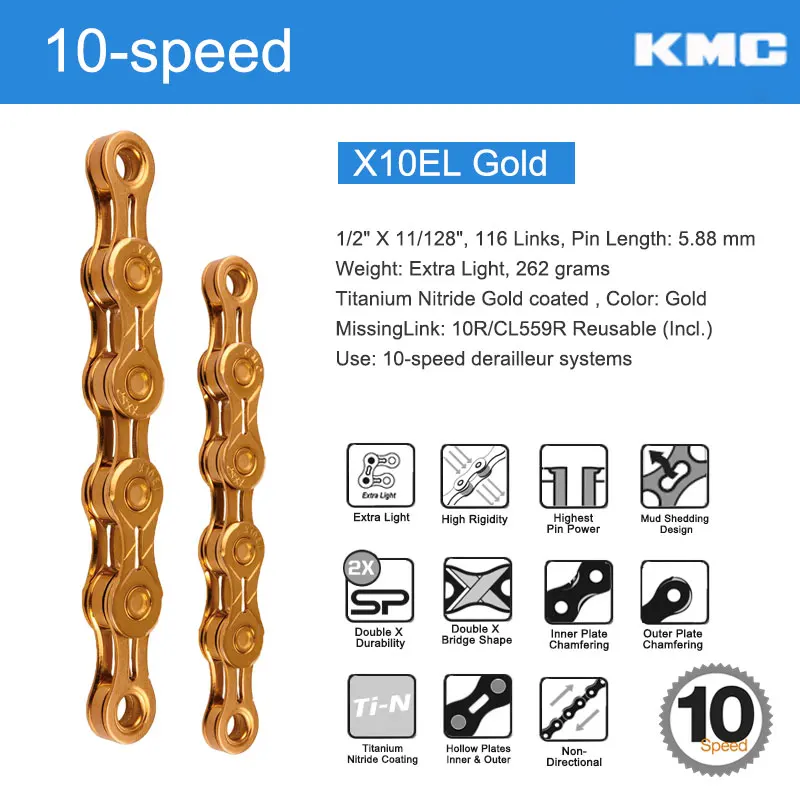 X10ELGD Extra 1 Link KMC цикл 9/10/11/12 скорость цепи X-EL X-SL серии W/ MissingLinks двойной X Мост Топ Производительность светильник вес - Цвет: X10ELGD Extra 1 Link