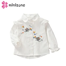 Рубашки для маленьких мальчиков Новинка года, весенне-осенняя белая блузка с длинными рукавами для девочек, рубашка для мальчиков, детская одежда Рубашки для маленьких мальчиков и девочек, 55 мес