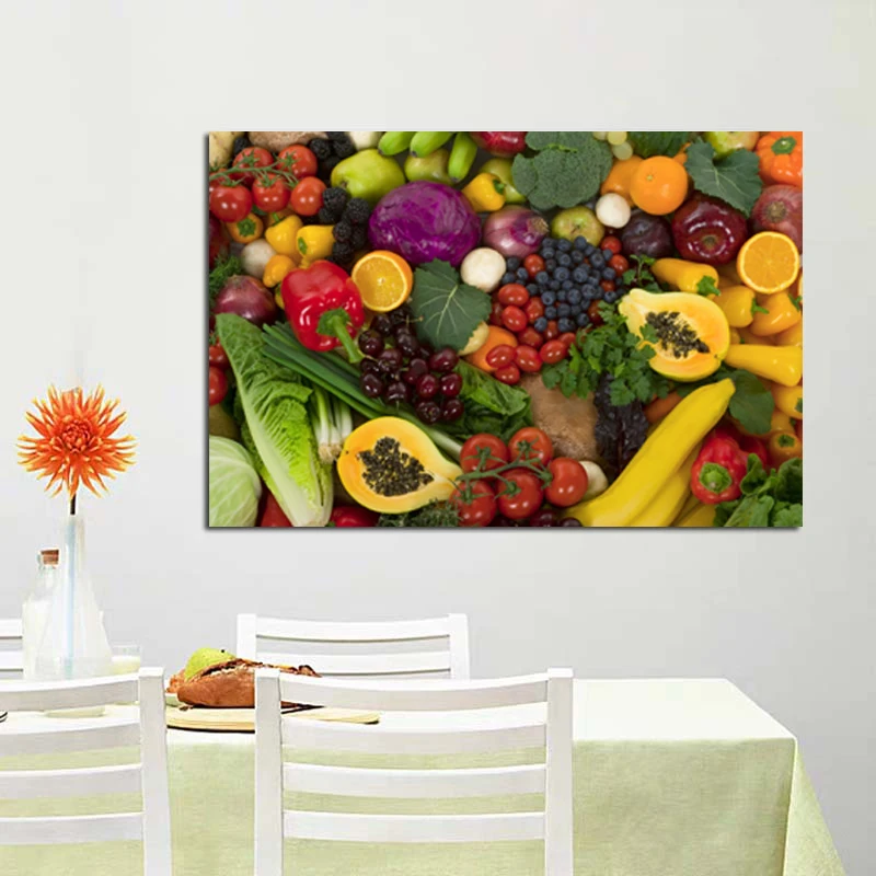 

Fruits And Vegetables Art Poster Print Wall Picture Coloring Canvas Painting For Home Kitchen Decoration Unique Gift