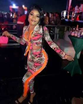 

2020 Fashion Casual Women's Printed Long-Sleeve Suit Pants Leisure Suit Printed street cool set