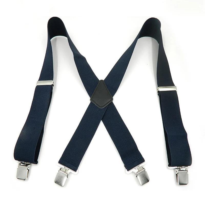Dark blue Для мужчин подтяжки ремни 4 клип на X-Back брюки на подтяжках регулируемые подтяжки ремни Повседневное мужские подтяжки - Цвет: Dark blue
