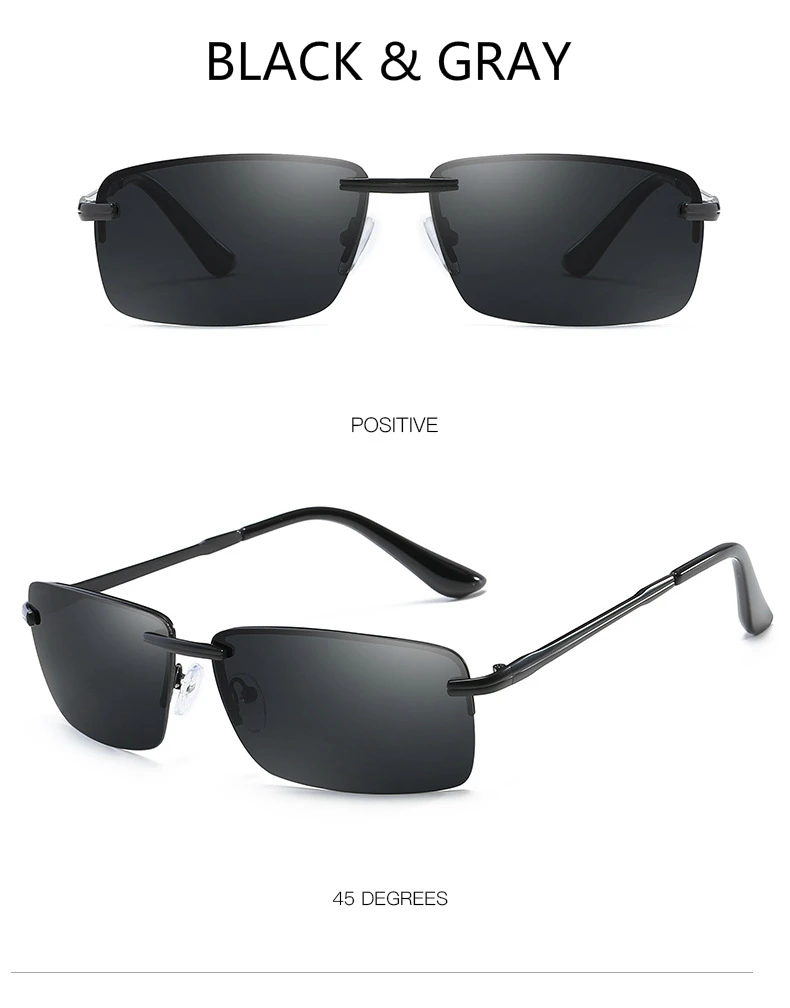Мужские солнцезащитные очки, поляризационные, металлические, классические, без оправы, антибликовые, солнцезащитные очки, водительские, зеркальные, UV400