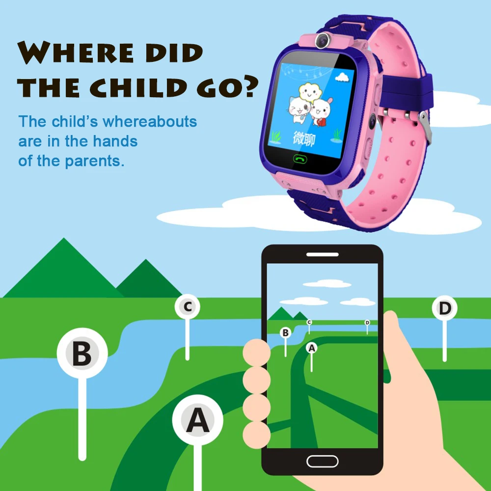 Детские Смарт часы с защитой от потери SOS водонепроницаемые поддержкой Bluetooth 2G SIM
