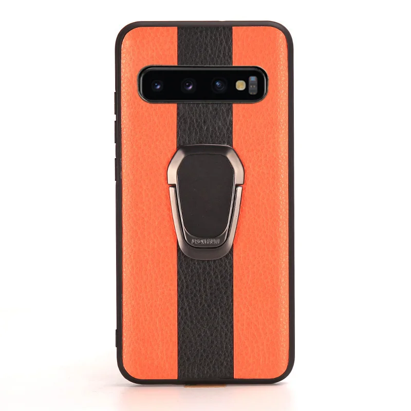 Orange and Black Чехол для телефона для samsung S7 S8 S9 плюс Чехол из искусственной кожи шить круглой пряжкой чехол Note 8 9 A5 A7 A8 J5 J7 крышка - Цвет: Orange and Black