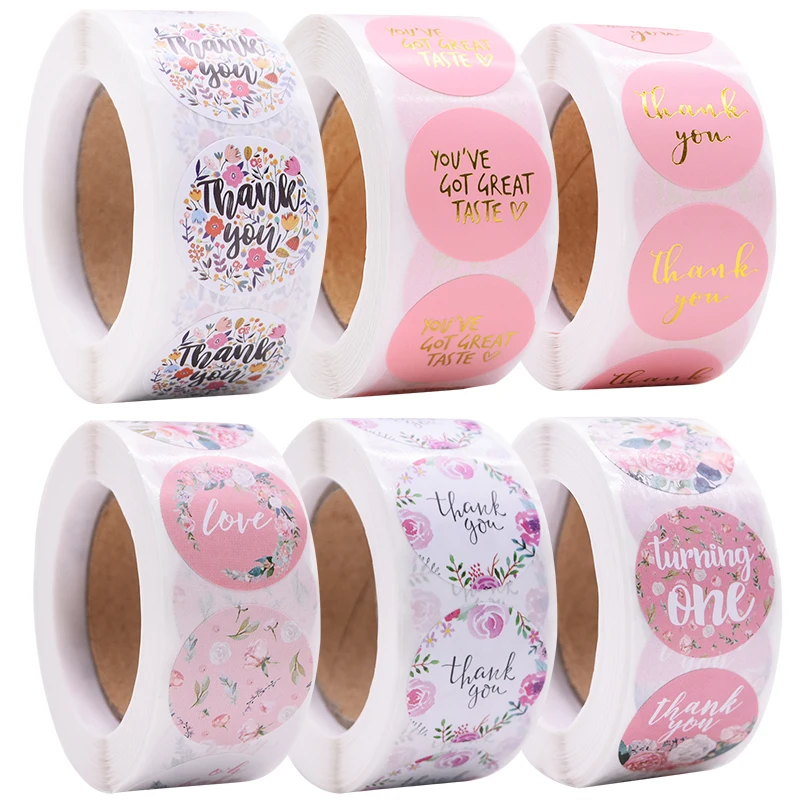 500pcs Thank You Stickers 1inch Round Gift Seal Label Sticker Diary Stationery Stickers For Wedding Party Decor Handmade Sticker