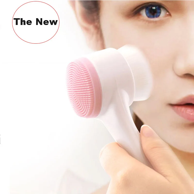 

Double-sided silica gel cleansing brush soft fiber cleansing brush portable facial massage skin care tool Facial cleansing