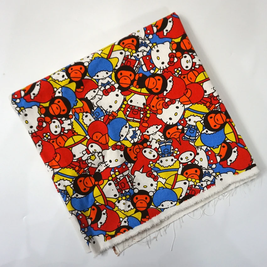 90x145cm Ткань, холст для пэчворка мультфильм кошка ткань для ткани Дети матрас, домашний текстиль девушка школьная сумка для шитья 90*145 см - Цвет: 90x145cm