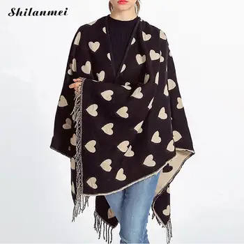 

Heart Pattern Scarf For Women 2019 Fashion Tassels Shawl Office Lady Autumn Winter Scarves High Street Elegant Woman Scarves