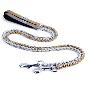 

High Quality Stainless Steel Basic Leashes For Dog Leash Outdoor Walking Training Metal Nylon Braided Chain Pet Dogs 110 CM