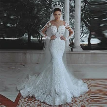 Vestido Novia одежда с длинным рукавом Свадебные платья Русалочки; Robe De Mariage Кружева Аппликации; Robe De Mariage свадебные платья Brautkleid ; обувь под свадебное платье для невесты