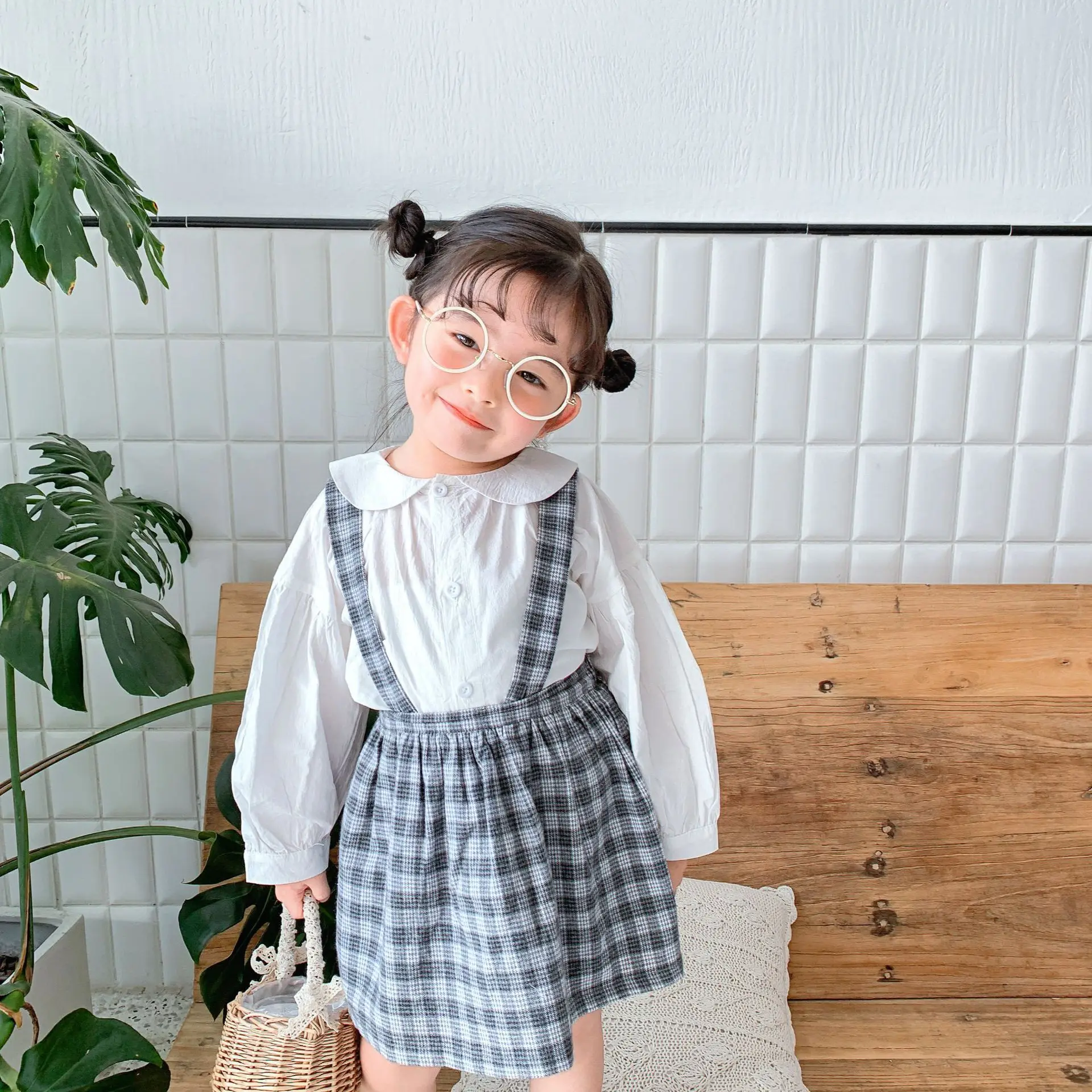 Весна, Новое поступление, модное клетчатое платье-комбинезон для девочек, детские хлопковые платья, платья для девочек