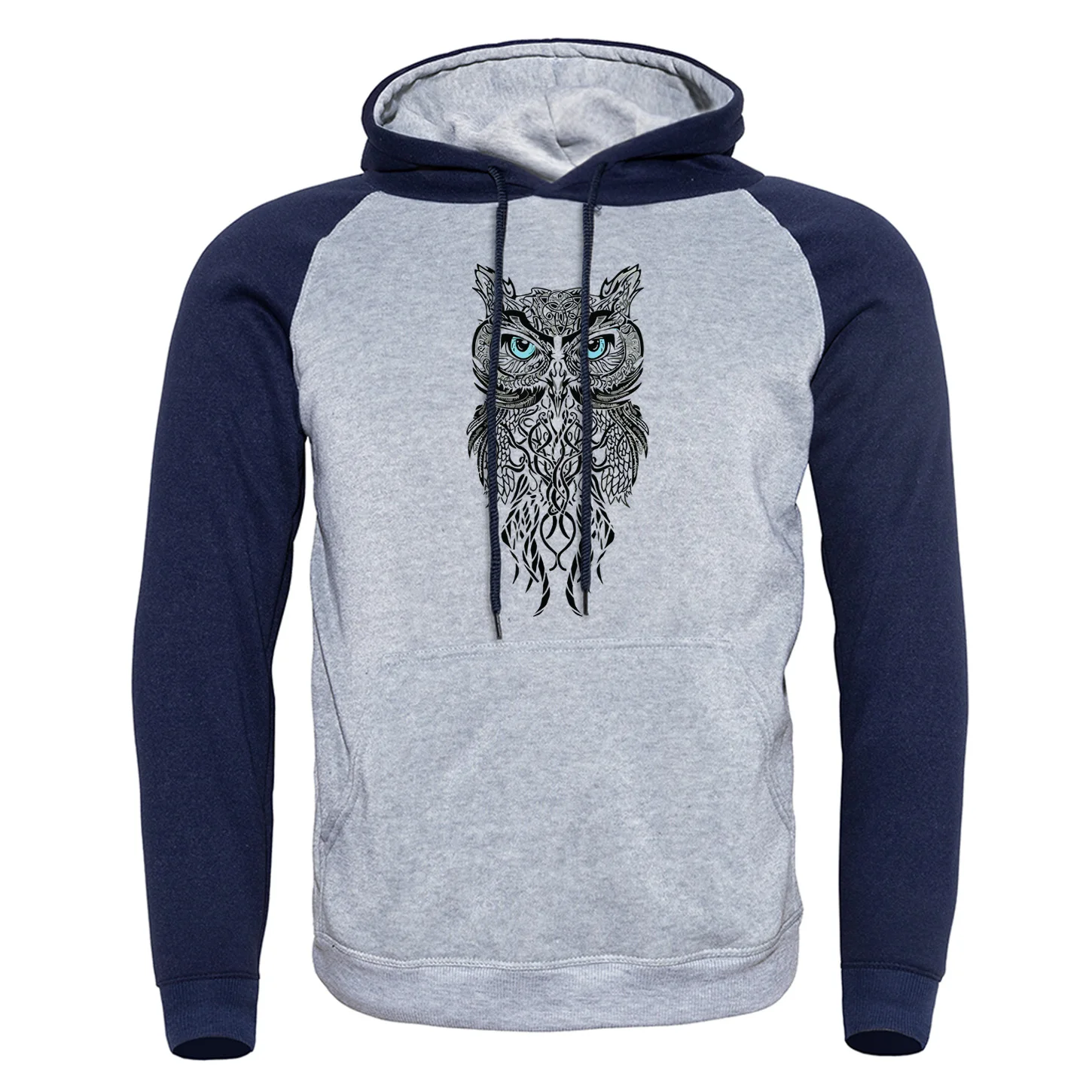 

Cool Owl Vintage Printed Hoodies 2019 New Sweatshirts Mans Raglan Funny Hooded Sportswear Hip Hop Fashion Autumn Winter Hoody
