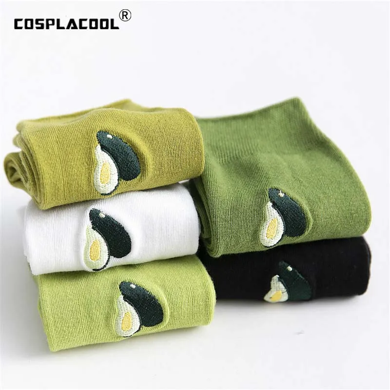 COSPLACOOL/забавные носки с вышивкой авокадо в стиле Харадзюку; милые носки с фруктами; 5 цветов; женские креативные носки Divertidos; Chaussette Femme