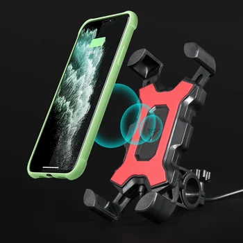 

Handlebar Rail Mount Universal Cell Phone Holder Scooter Mirror Rear View Bracket with Wireless Charger for Motorcycles