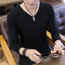 Новинка осени Для мужчин вязаный пуловер кашемировый свитер Повседневное Бизнес v-образный Воротник Тонкий Свитера брендовая одежда топы S-3XL