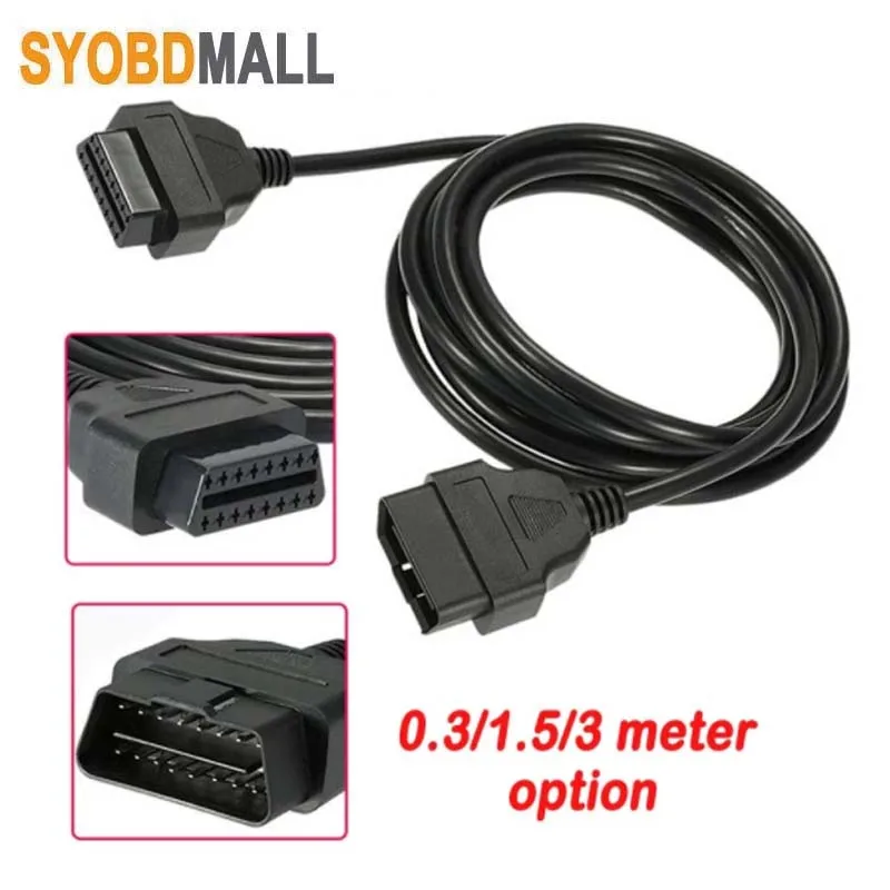 16 Pin OBD-II OBD2 Male to Female 1.5M Extension Diagnostic Cable Adapter Cord 