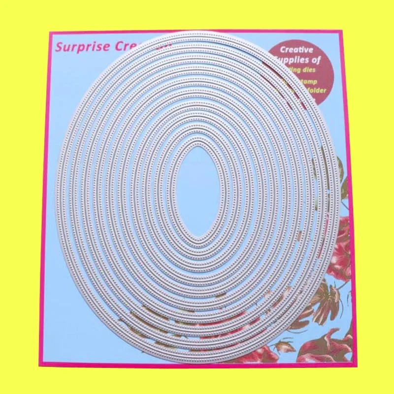 

11-Piece Large Cutting dies Piercing Oval 17.3x20.5cm Scrapbook Cardmaking DIY Craft Metal Stencil